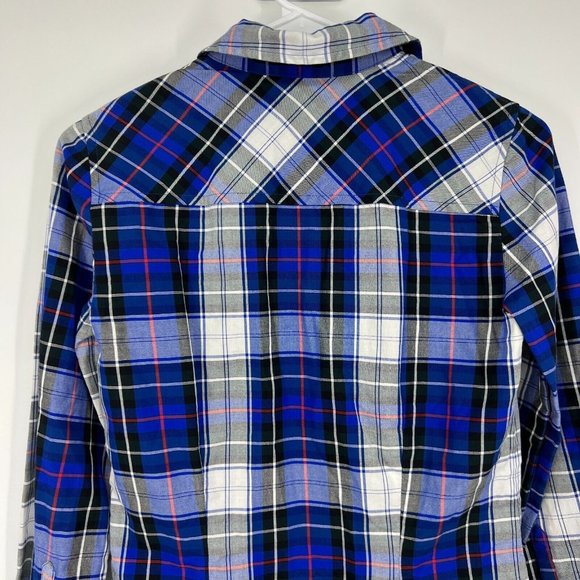J.Crew Perfect Shirt Blue Tartan Plaid Button Down Long Sleeve Top - Picture 8 of 11